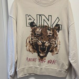 Anine Bing Cream Tiger Graphic Sweatshirt